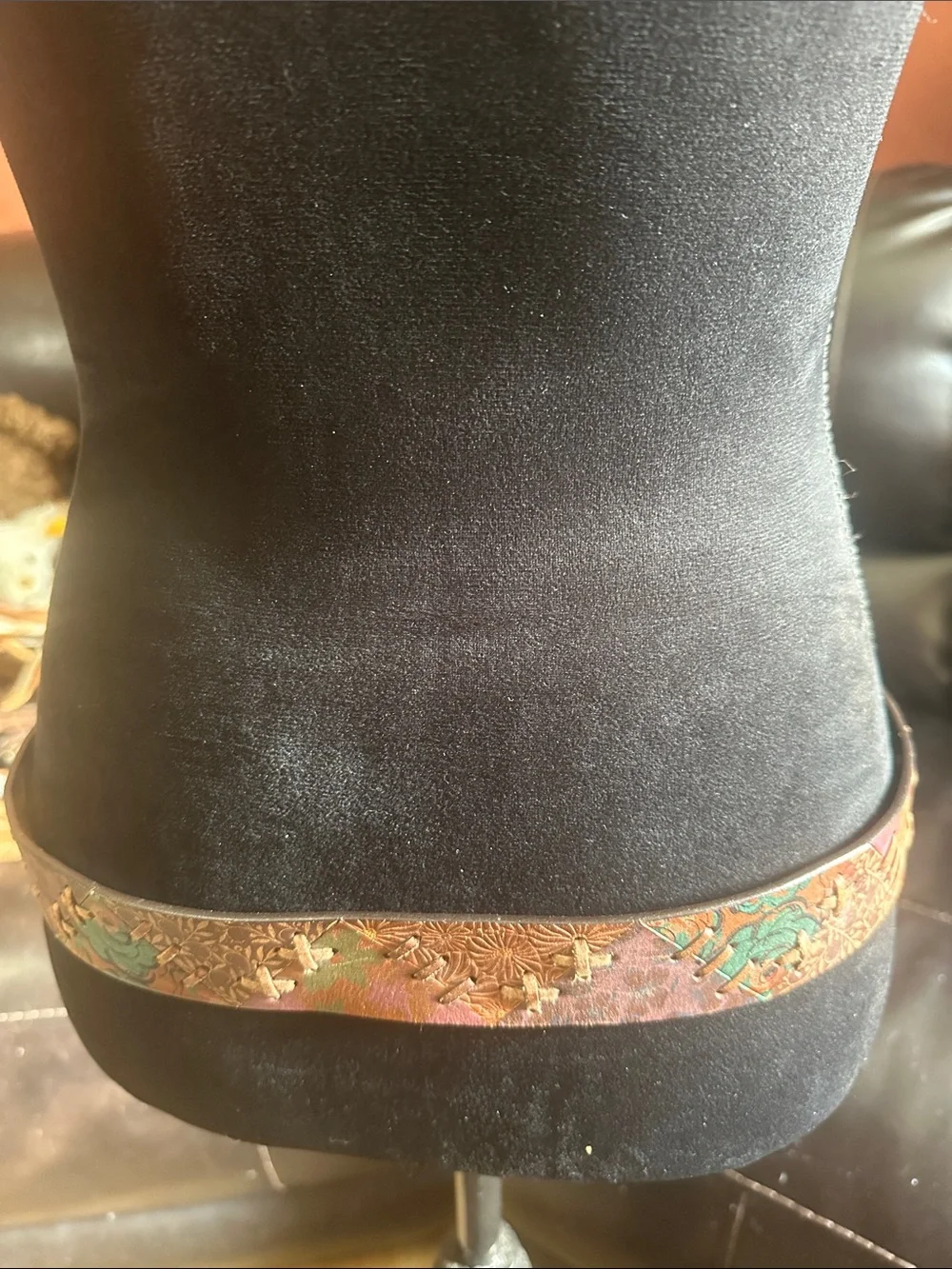 Fossil Multicolor Embossed Leather Belt with Orange Accents